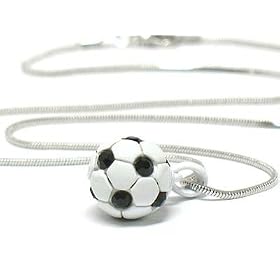 White and Black Miniature Soccer Ball Necklace Fashion Jewelry thumbnail
