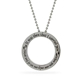 Footprints In The Sand Stainless Steel Disc Pendant - 18 inches