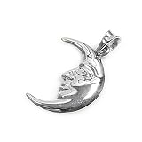 Silver Cubic Zirconia Moon Pendants, Size: 18mm (.7 inch)