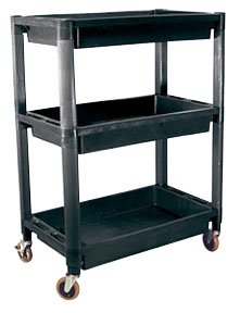 Plastic Utility Cart With Three Shelves & Two Locking Wheels