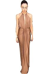 Sexy Halter Wrap Jeweled  Jersey/Polyester Evening Dress  With Ruffles