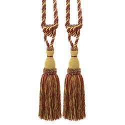 Pair of Burgundy and Antique Gold Jane Tassels by Luxury Lane