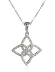 Sterling Silver Diamond Flower Pendant Necklace (1/4 cttw, I-J Color, I2-I3 Clarity), 18"