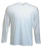 Fruit of the Loom Long Sleeve T Shirt in White Size S