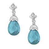 .925 Silver & Blue CZ Briolette Earrings