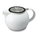 Forlife WhiteLeaf Porcelain Teapot with Basket Infuser and Lid 38 oz./1124 ml Black