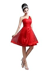 Organza One Shoulder Short Pleated Evening Dress/Prom Dress 