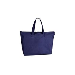 UltraClub Cotton Canvas Zippered Tote with Gusset One size Navy