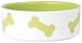 Pet Rageous 2-Cup Kool Pets Bones Bowl, White/Lime Green