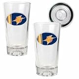 Golden State Warriors 2 Piece Pint Ale Glass Set with Basketball Bottom