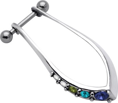 Sterling Silver Multi-Color Sparkle Helix Cartilage Piercing Earring LEFT EAR