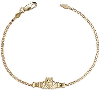 Hands Holding Heart Claddagh Fancy Bracelet - 10k Yellow Gold - 7 Inch