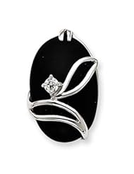 Sterling Silver Onyx and CZ Slide