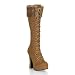 Pleaser Boots Women's ELECTRA-2036, 5" Chunky Heel Lace-Up Platform Knee Boot W/Fur Collar