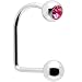 16 Gauge Surgical Steel Pink Gem Ball Lippy Loop Labret