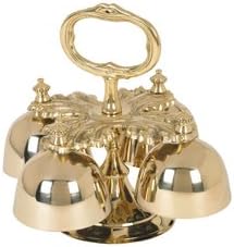 Oak Leaf Four Cup Hand Bells, -- Brass -- Base 2-3/4" Dia., 5-3/4" W X 6" H (Diagonal 7" W)