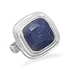 Square Faceted Sapphire Silver Ring