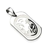 316L Surgical Steel Dragon Engraved Pendant - 32mm x 20mm