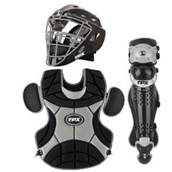TPX Adult Catchers Set Chest Protector Shin Guards (Royal Orange)