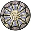 Decorative Black Wrought Iron Plant Stand Table with Blue Cascade Round Mosaic Top