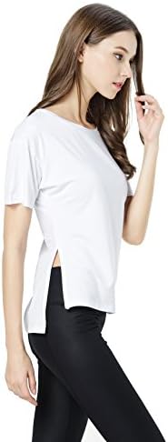 Keywee Women's Side Cut Cool Dri Performance Tee Training Shirt White Small