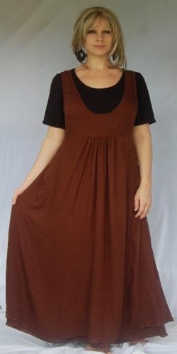 TAUPE DRESS JUMPER MAXI LAYER LAGENLOOK FITS - M L 1X 2X - Q669S