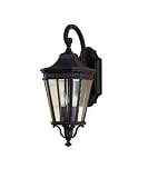 Murray Feiss OL5401BK Cotswold Lane Collection 20.5-Inch 2-Light Exterior Wall Sconce, Black Finish with Clear Glass