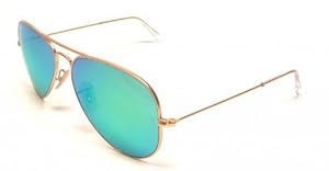 Ray-Ban Aviator 112/19 Aviator Sunglasses,Matte Gold/Crystal Green Mirror,55 mm