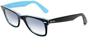 Ray Ban RB2140 Original Wayfarer Sunglasses 50 mm,Top Black On Transp Azure frame/Crystal Gradient Light Blue lens