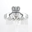 Celtic Friendship & Love Claddagh Ring in Sterling Silver, Sizes 5, 5 1/2, 6, 6 1/2, 7, 7 1/2, 8, 8 1/2, 9, 9 1/2, and 10, #8375