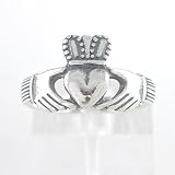 Celtic Friendship & Love Claddagh Ring in Sterling Silver, Sizes 5, 5 1/2, 6, 6 1/2, 7, 7 1/2, 8, 8 1/2, 9, 9 1/2, and 10, #8375