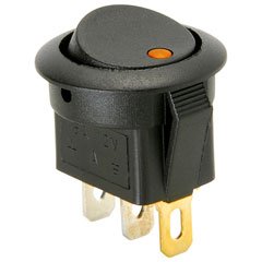 SPST Automotive Round Rocker Switch w/Amber LED 12V