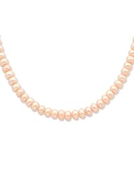 Sterling Silver 18in 6-7mm Freshwater Cultured Pearl Peach Necklace.