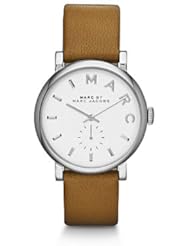 Marc By Marc Jacobs Baker Silver Tone Tan Leather Watch MBM1265