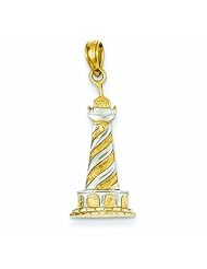 14K Gold & Rhodium Cape Hatters Lighthouse Pendant