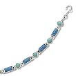 7.5" Round Turquoise/Rectangular Blue Denim Bracelet