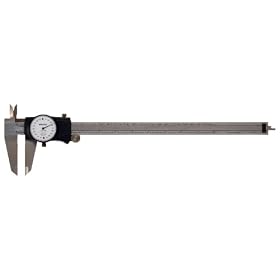 Mitutoyo 505-720, Dial Caliper, 0 - 12 X .001, .200 per Rev., White Face