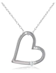 10k White, Yellow, or Rose Gold Heart Diamond Pendant Necklace (0.01 cttw, I-J Color, I2-I3 Clarity), 18"