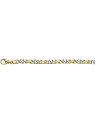 7mm Fancy Two Tone Gold Link Bracelet 9"