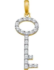 10KT Yellow Gold 0.27 CTW Diamond KEY Pendant
