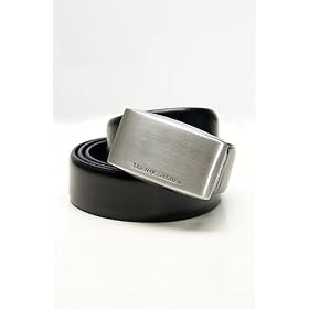 Tiger of Sweden Silver Buckle Black Leather Belt