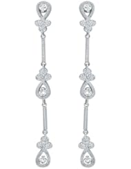 0.61 Carat Diamond Drop Chandelier Stiletto Earrings 14K White Gold
