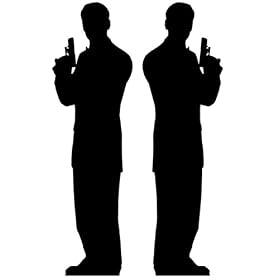 Pack of 2 Secret Agent Man Silhouette Lifesize Standee - James Bond Theme Cardboard Cutout