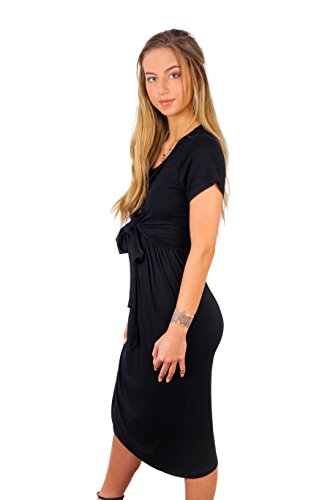 sofsy Easy Access Tie Front Nursing & Maternity Dress for Pre & Post Pregnancy (Medium, Black)