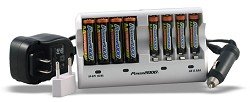 Power2000 AC/DC 110/220V 8 Bay AA Rapid Battery Charger with 4 2700 mAh AA and 4 AAA Batteries