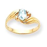 14k .03ct Diamond & Aquamarine BirthStone Ring