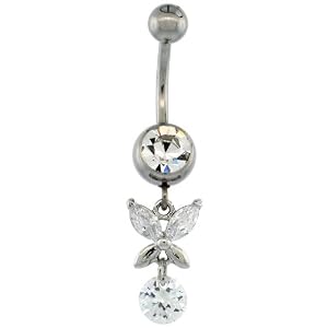 Quality Stainless Butterfly Crystals Piercing