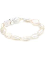 Catherine Canino Sterling Silver and Pear Shaped Freshwater Pearl Stretch Bracelet, 7"