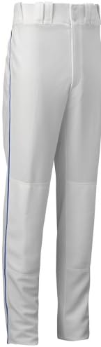 Mizuno Youth Full Length Select Piped Baseball Pant (White/Royal, Medium)