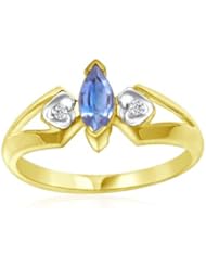 0.02 Cts Diamond & 0.20 Cts Tanzanite Ring in 14K Yellow Gold